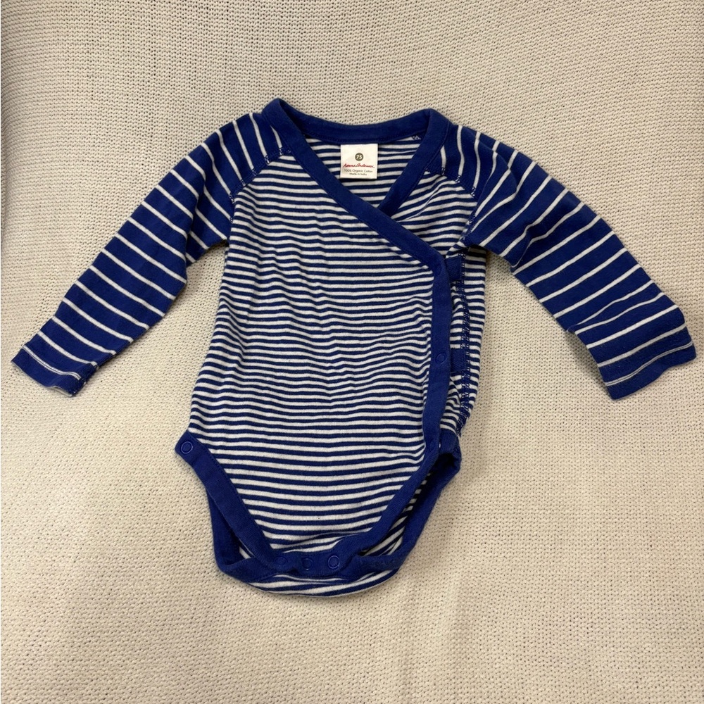 Hanna Andersson Navy and White Striped Bodysuit